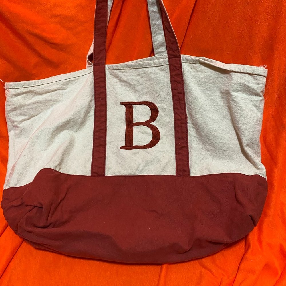 Red and Tan "B" Tote Bag